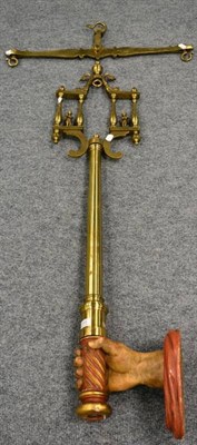 Lot 415 - A Set of Brass and Painted Wood Weighing Balance, 19th century, the balance arm stamped PORTATA...