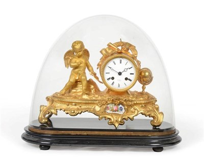 Lot 424 - A Gilt Metal Striking Mantel Clock, signed Hry Marc a Paris, circa 1880, the drum shaped case...