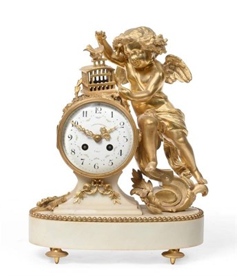 Lot 429 - An Ormolu and White Marble Striking Mantel Clock, signed Furon & Ledemande, Caen, late 19th/...