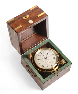 Lot 430 - A Mahogany and Brass Bound Two Day Marine Chronometer, signed French, Royal Exchange, London,...