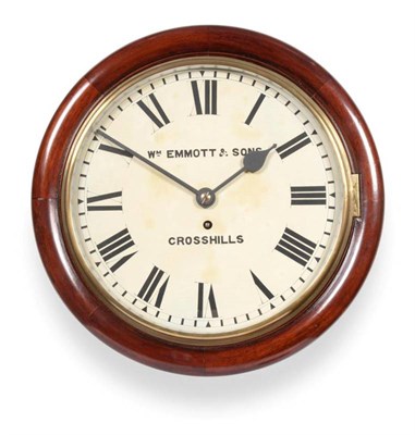 Lot 432 - A Mahogany Wall Timepiece, signed Wm Emmott & Sons, Crosshills, circa 1900, case with side and...