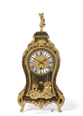 Lot 434 - A ''Boulle'' Table Timepiece with Pull Repeat, 18th century, tortoiseshell veneers with brass inlay