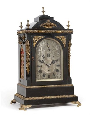 Lot 435 - An Ebonised Chiming Table Clock, signed Vassalli, Scarboro, circa 1880, arched pediment with...