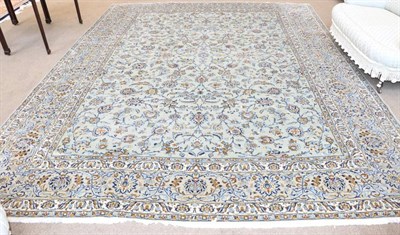 Lot 441 - Kashan Carpet Central Iran, circa 1960 The duck egg blue field with an allover design of...
