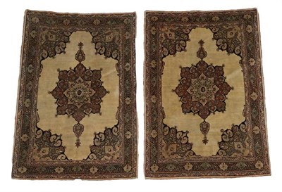 Lot 470 - Rare Pair of Tabriz Rugs Iranian Azerbaijan, circa 1900 Each with a cream field centred by a flower