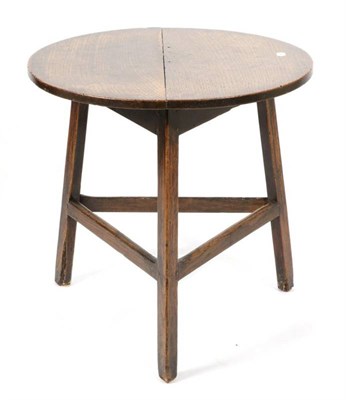 Lot 496 - An Early 19th Century Oak Circular Cricket Table, on square chamfered legs joined by a...