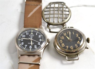 Lot 1 - A CWC quartz wristwatch and a Second World War period wristwatch