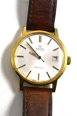 Lot 2 - A gold plated and steel automatic wristwatch signed Omega, Geneve