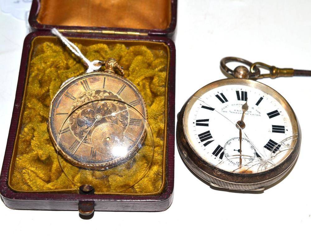Lot 17 - A silver pocket watch and a Continental pocket watch (a.f.)