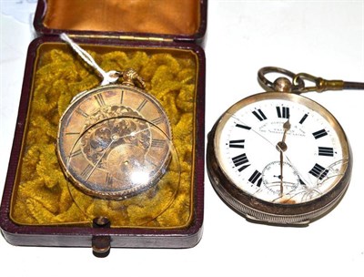 Lot 17 - A silver pocket watch and a Continental pocket watch (a.f.)