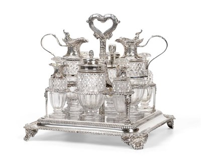 Lot 539 - A Fine George III Regency Silver Eight Bottle Cruet Stand, Paul Storr, London 1818, the almost...