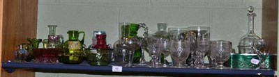 Lot 46 - A shelf of coloured glass and 19th century glass
