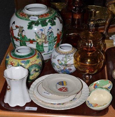 Lot 81 - Chinese famille verte ginger jar and assorted ceramics