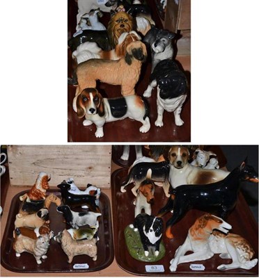 Lot 83 - Beswick dogs, USSR hound, Royal Doulton terrier HN2654 and other dog models (on three trays)