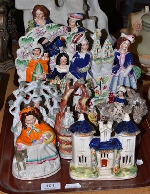 Lot 101 - Eight assorted Staffordshire flat-back and arbour figure groups
