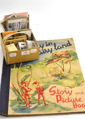 Lot 142 - A Day In Fairyland' story and picture book, postcards, cigarette cards, quantity of Kensitas...