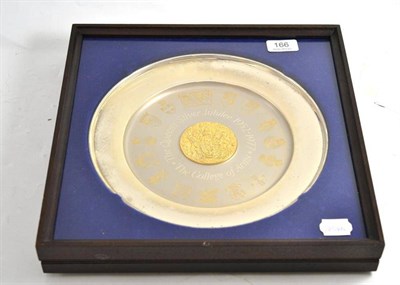 Lot 166 - A silver commemorative dish ";The College of Arms";, framed and with certificate