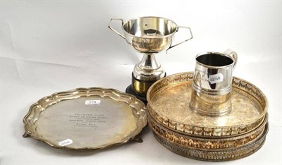 Lot 179 - A silver salver awarded at Eglinton Hunt Point to Point, 15th March 1934, a trophy awarded for...