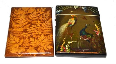 Lot 201 - Two card cases, one depicting peacocks