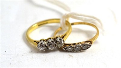 Lot 210 - Two diamond three stone rings