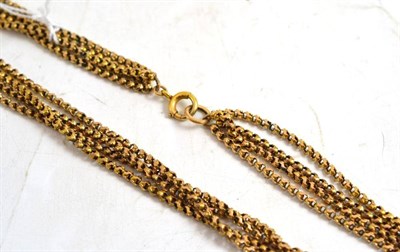 Lot 224 - 9ct gold muff chain as a four strand necklace