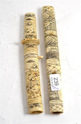 Lot 239 - Two 19th century Japanese bone daggers