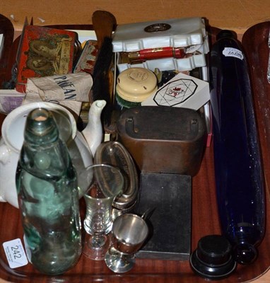 Lot 242 - A quantity of Hartlepool memorabilia including a blue glass rolling pin, small trophy cup...