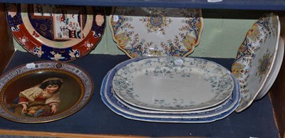 Lot 268 - Continental transfer printed plaque, a pair of maiolica plaques, a Masons ironstone plate and...