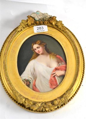 Lot 283 - A 19th century Continental oval plaque depicting a lady