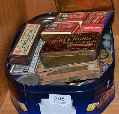 Lot 295 - A quantity of collector's items including a sovereign balance, Huntley and Palmers tins,...