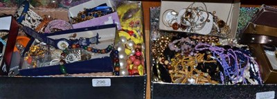 Lot 296 - Two boxes of costume jewellery and a studio pottery dish decorated with a lizard bearing fake...