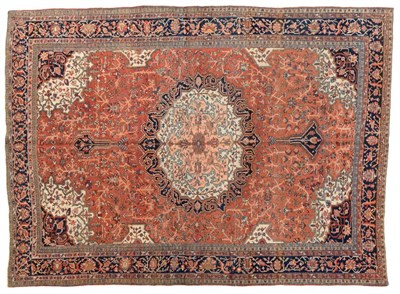 Lot 794 - Fine Saroukh Carpet West Iran, circa 1900 The abrashed terracotta field of angular vines around...