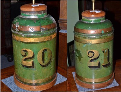 Lot 308 - Pair of tea canister lamps