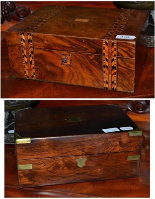 Lot 310 - A mahogany brass bound box and an inlaid box