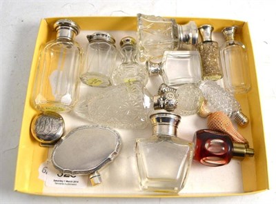 Lot 328 - Twelve assorted silver mounted scent bottles and another