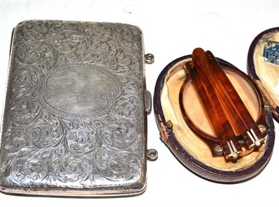 Lot 351 - Silver purse and a cased pair of spectacles