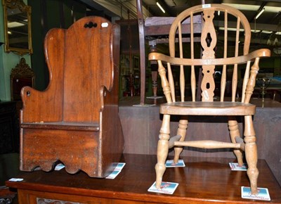 Lot 409 - Victorian mahogany child's rocking chair and a child's Windsor armchair