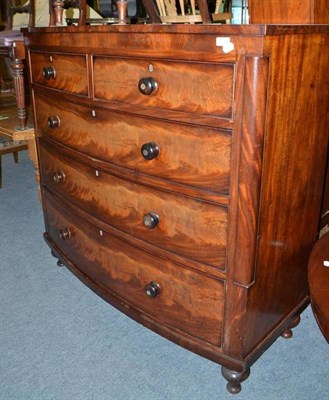 Lot 412 - Victorian mahogany five drawer bow fronted chest