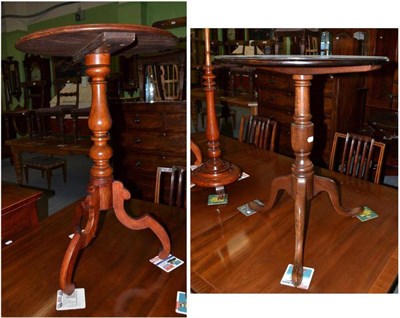 Lot 418 - A mahogany tripod table, the base stamped 'David Bailes, Knaresborough' and another mahogany tripod