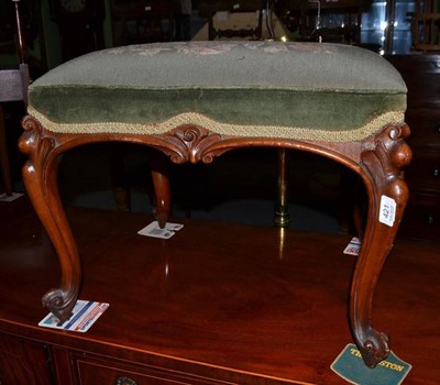 Lot 421 - Victorian walnut stool with over-stuffed seat