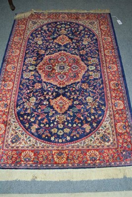 Lot 436 - Red and blue ground silk rug