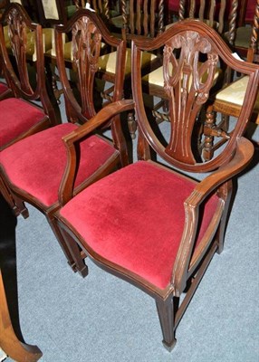 Lot 446 - A set of six George II style shield-back dining chairs