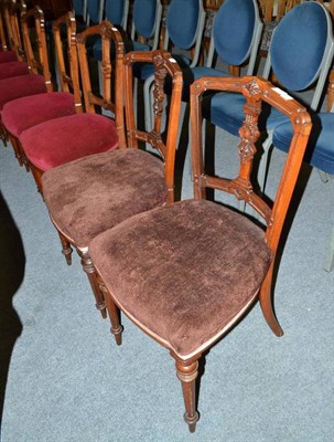 Lot 452 - Nine late Victorian walnut dining chairs - a set of six, a pair and a single chair (9)