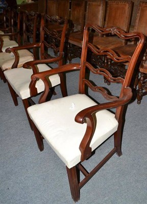 Lot 454 - Set of six reproduction mahogany chairs in the George III style