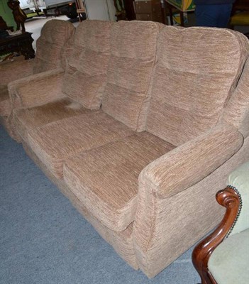 Lot 458 - G-Plan three seater settee and matching armchair