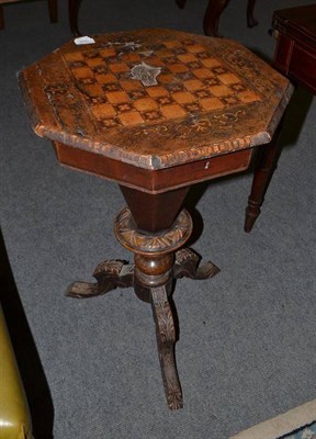 Lot 460 - Victorian walnut and marquetry chess top sewing table