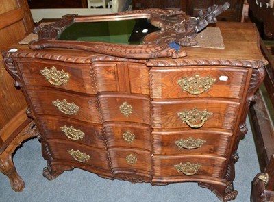 Lot 468 - Chippendale style four drawer chest and a wall mirror with carved pediment