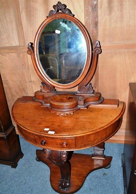 Lot 471 - Victorian mahogany D-shaped dressing table and dressing table mirror