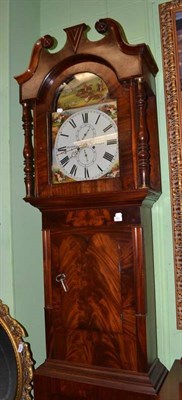 Lot 481 - Victorian mahogany longcase clock with painted dial Marshall, Huddersfield