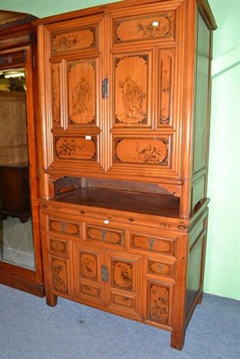 Lot 492 - Late 19th century Chinese double cabinet with original ink drawings